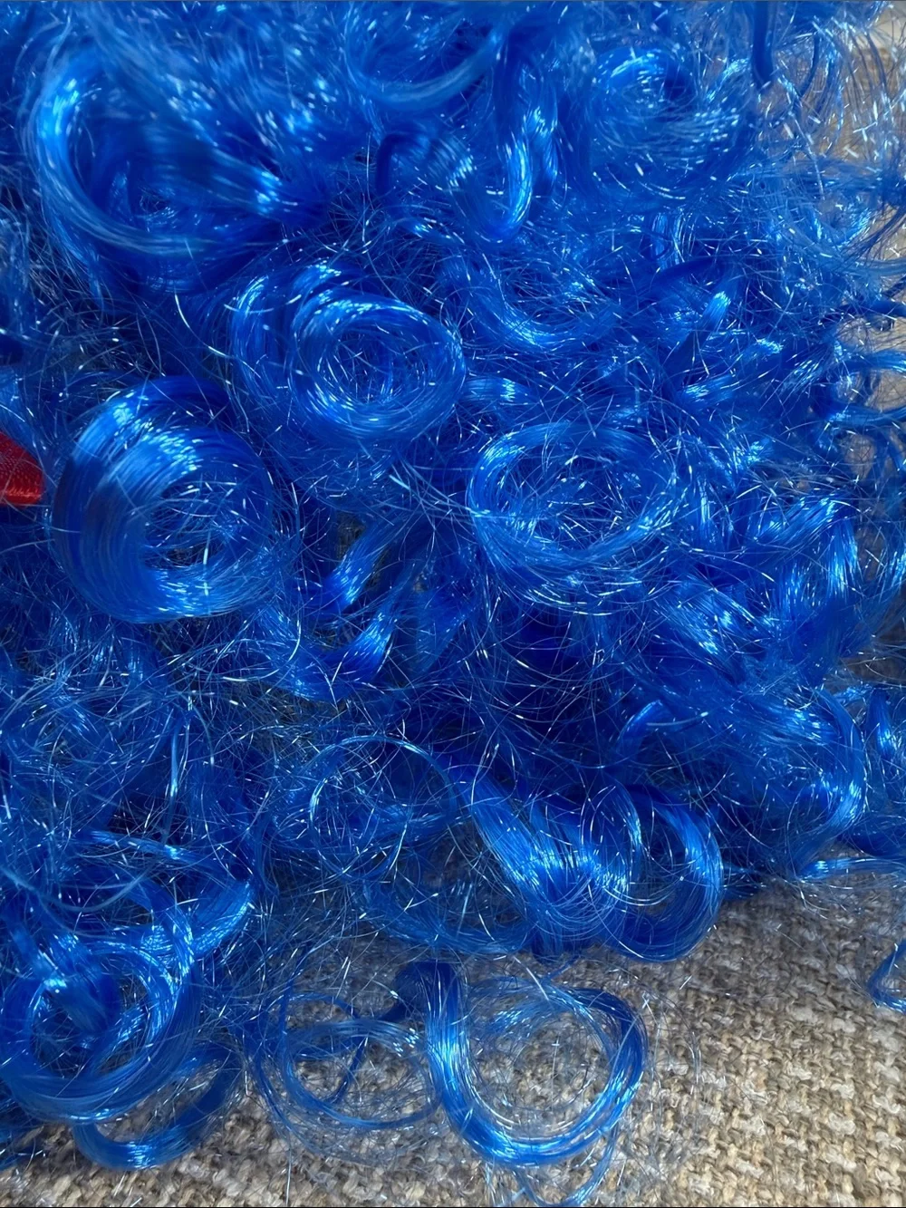 Bright Royal Blue Curly hair wigs for thing one and thing two dr. Seuss